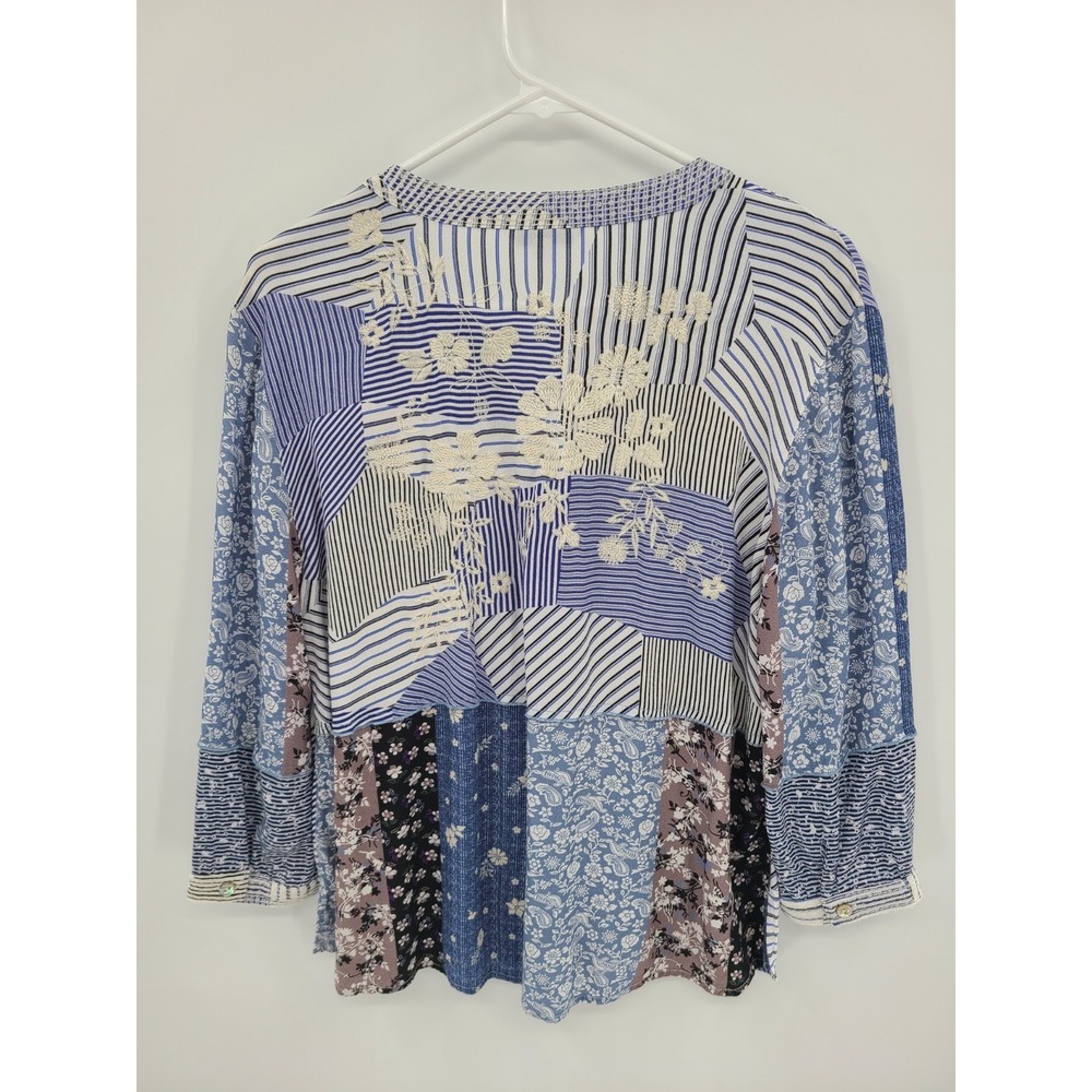John Mark Patchwork Embroidered Shirt Pm Boho Cot… - image 2